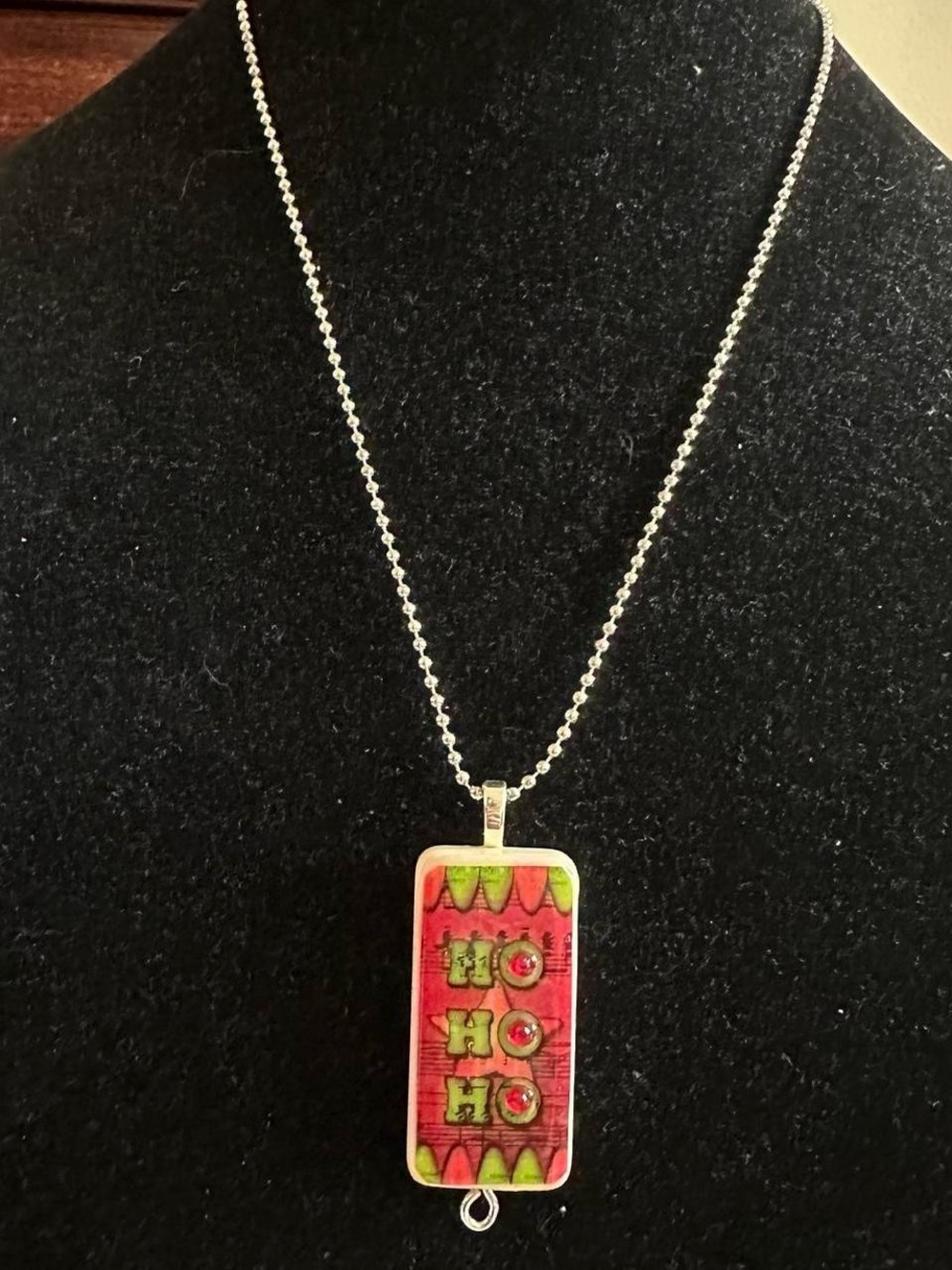 Vintage unique domino ho ho ho necklace.
